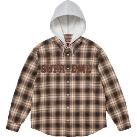 Appliqué Hooded Flannel Shirt