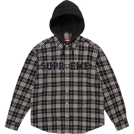 Appliqué Hooded Flannel Shirt