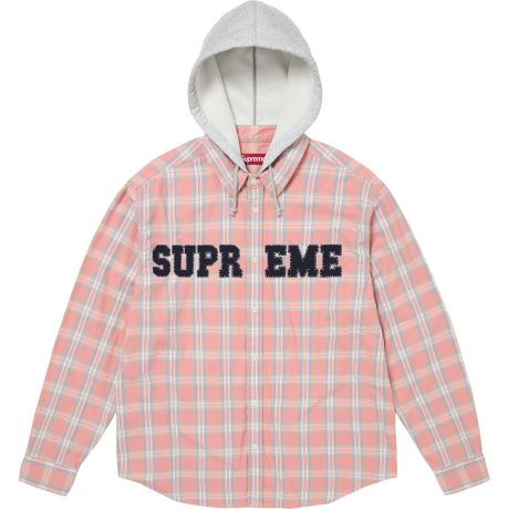 Appliqué Hooded Flannel Shirt