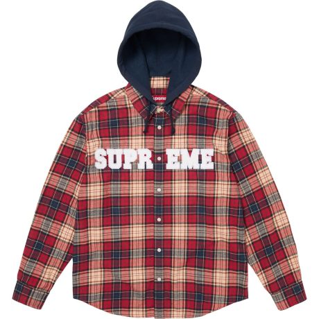 Appliqué Hooded Flannel Shirt