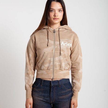 Aries Arise Aged Temple Camo Zip Through Hoodie