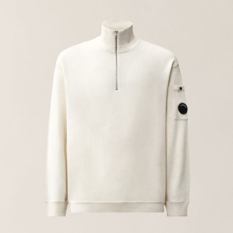 C.P. Company Merino Wool Felted Lens Half Zip Sweater