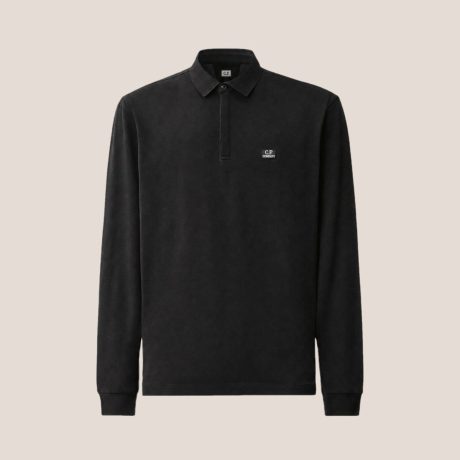 C.P. Company Stretch Piquet Long Sleeve One-Button Polo