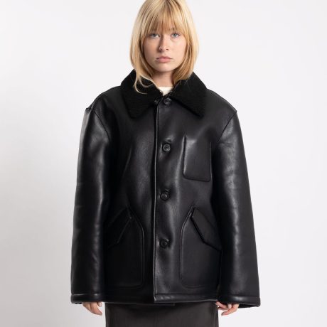 COOR Linking Binding Fake Shearling Half Coat