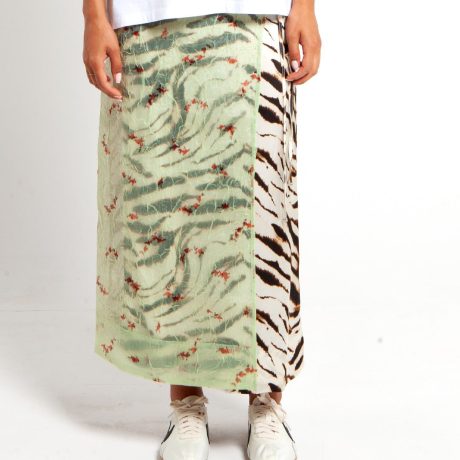 Ganni Shibori Organza/Printed Stretch Satin Skirt