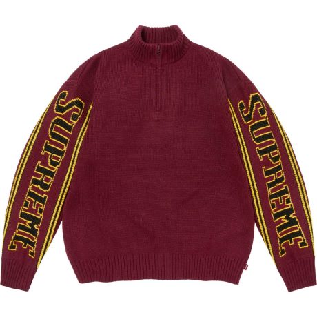 Jacquard Sleeve Half Zip Sweater