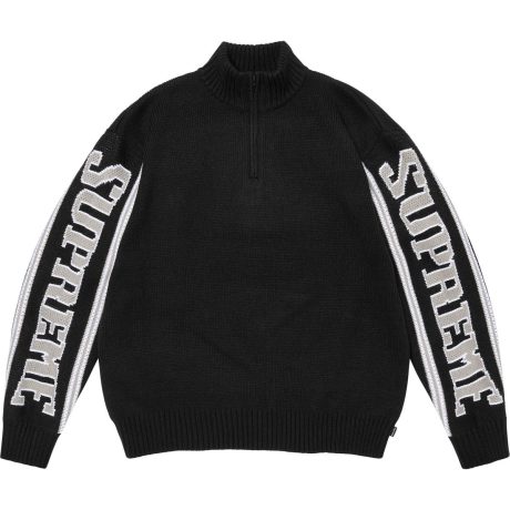 Jacquard Sleeve Half Zip Sweater