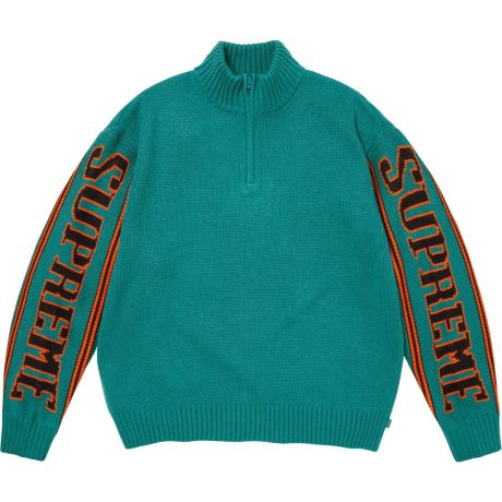 Jacquard Sleeve Half Zip Sweater