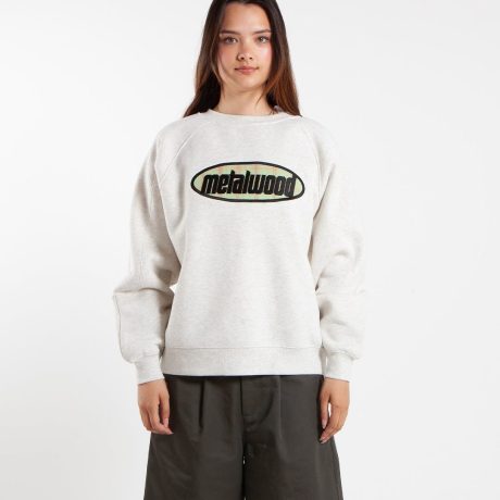 Metalwood Studio Plaid Oval Logo Raglan Crewneck Sweatshirt