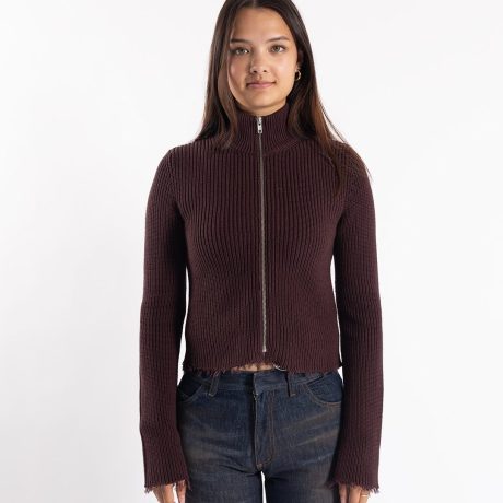 MM6 Maison Margiela Zip Up Cardigan Ciocolat