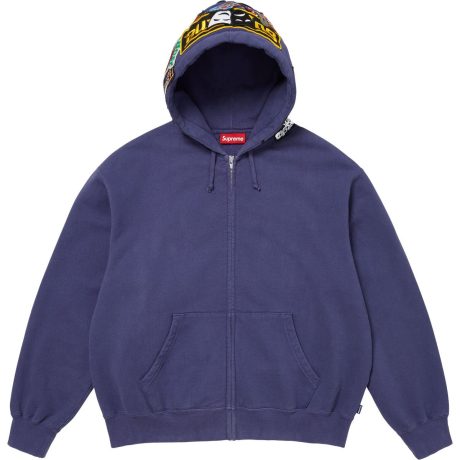 Patches Zip Up Hooded Sweatshirt