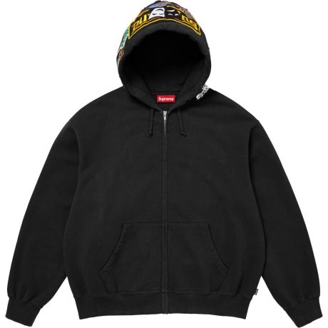 Patches Zip Up Hooded Sweatshirt