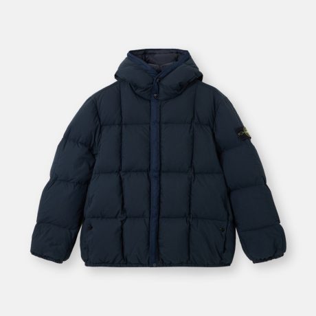 Stone Island Hooded down jacket with wind resistance