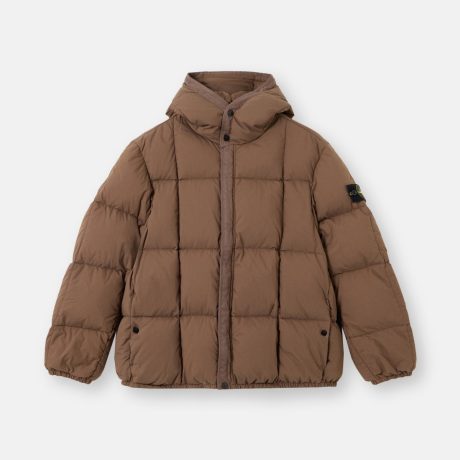 Stone Island Hooded down jacket with wind resistance
