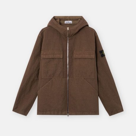 Stone Island Loose-fit hooded zip-up overshirt with pockets