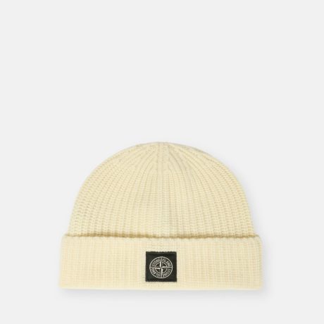 Stone Island Ribbed knit beanie with Compass logo patch