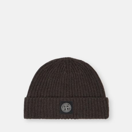 Stone Island Ribbed knit beanie with Compass logo patch