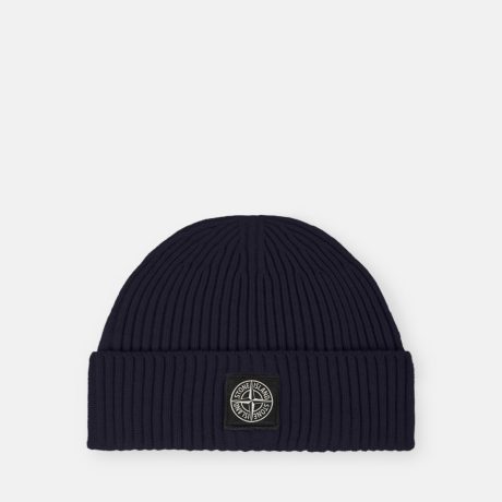 Stone Island Ribbed knit beanie with Compass logo patch