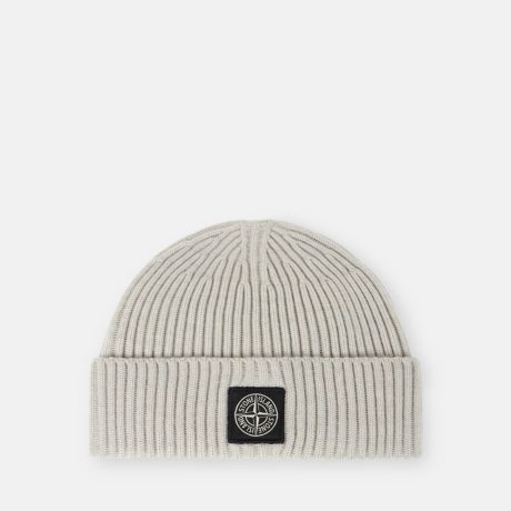 Stone Island Ribbed knit beanie with Compass logo patch