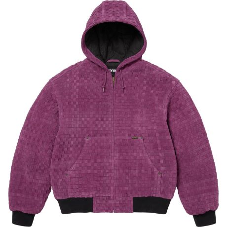 Woven Suede Hooded Work Jacket