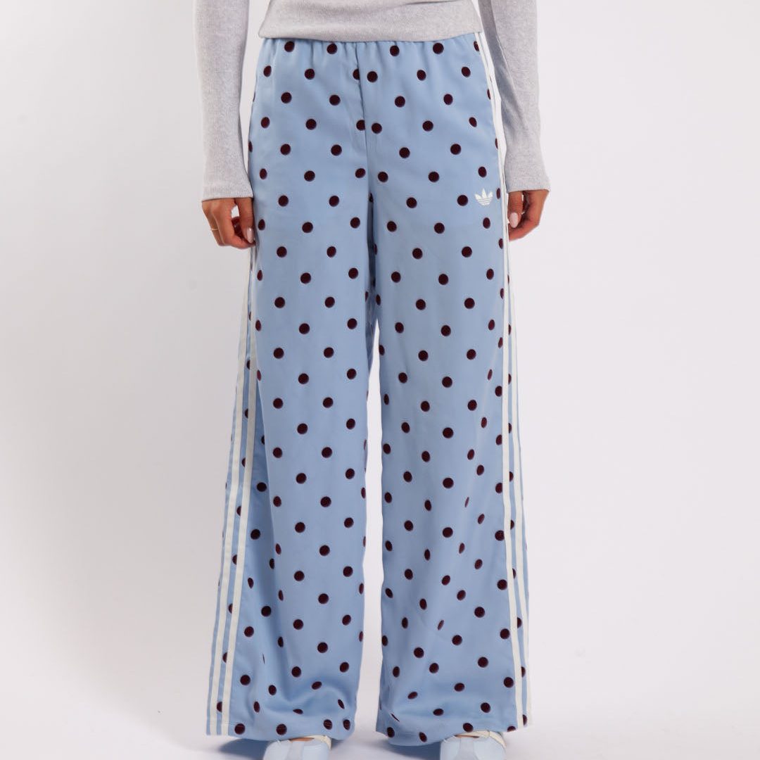 adidas Satin Polka Dots Wide Leg Track Pants Clear