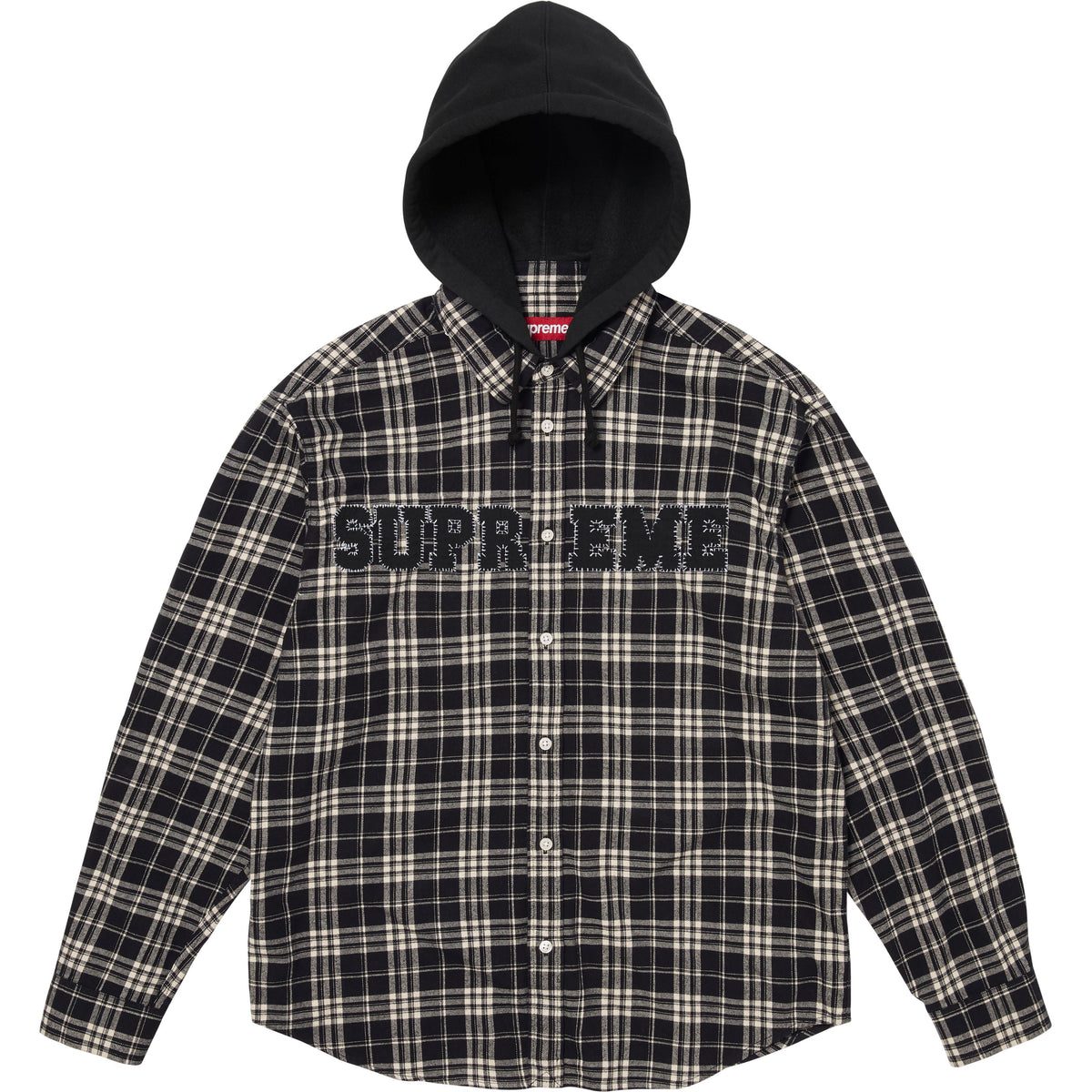 Appliqué Hooded Flannel Shirt