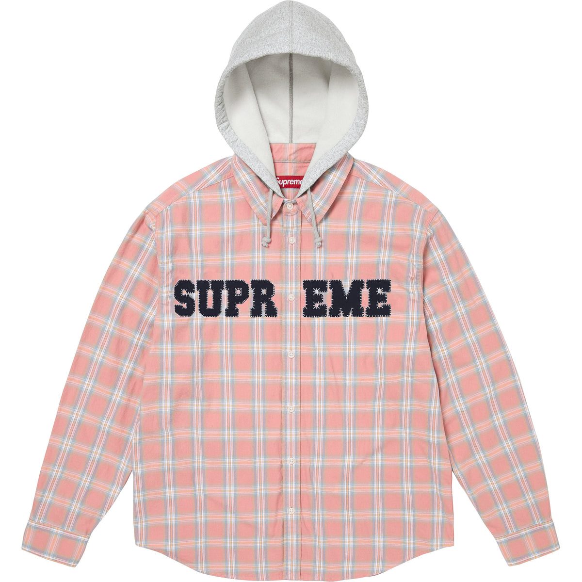 Appliqué Hooded Flannel Shirt