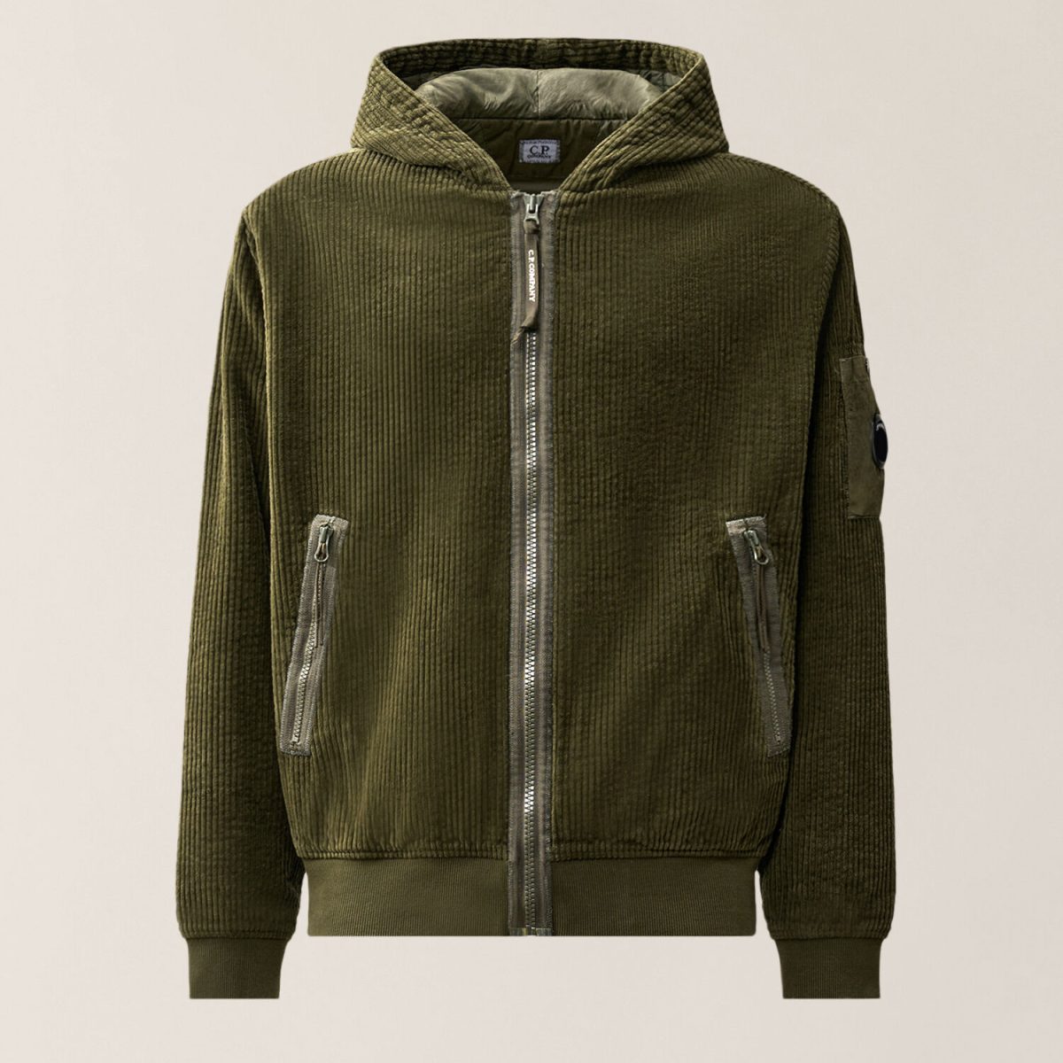 C.P. Company 350 Corduroy Hooded Lens Padded Sweatshirt
