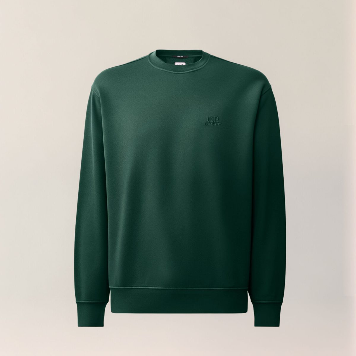 C.P. Company Brushed and Emerized Diagonal Fleece Crewneck Logo Sweatshirt