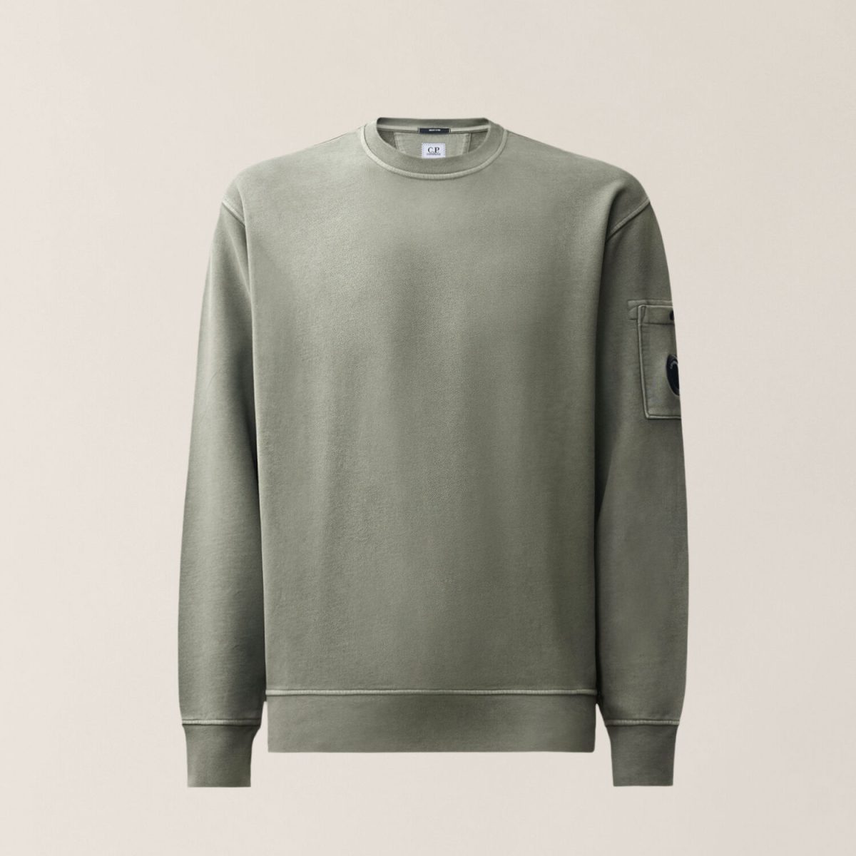 C.P. Company Brushed and Emerized Diagonal Fleece Lens Crewneck Sweatshirt