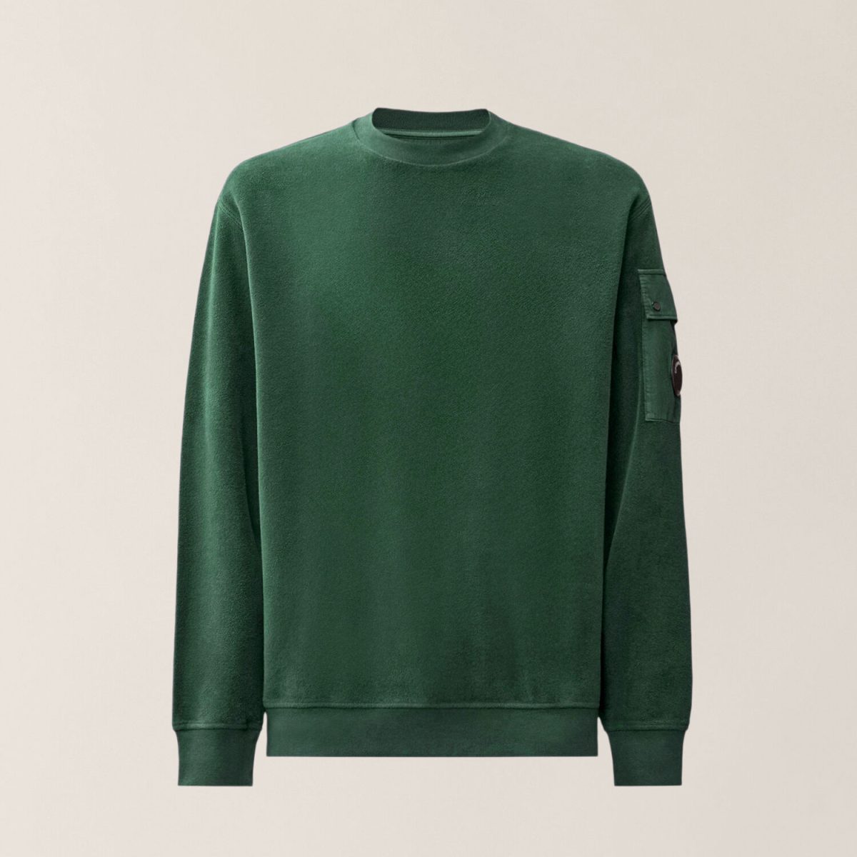 C.P. Company Brushed Emerized Diagonal Fleece Crewneck Lens Sweatshirt