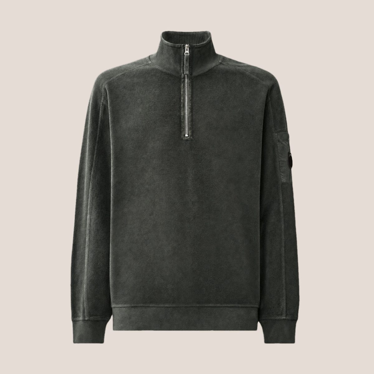 C.P. Company Brushed Emerized Diagonal Fleece Half Zip Lens Sweatshirt