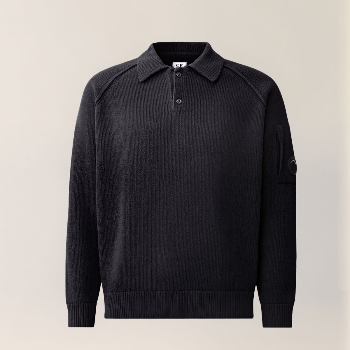 C.P. Company Chenille Cotton Lens Polo Sweater