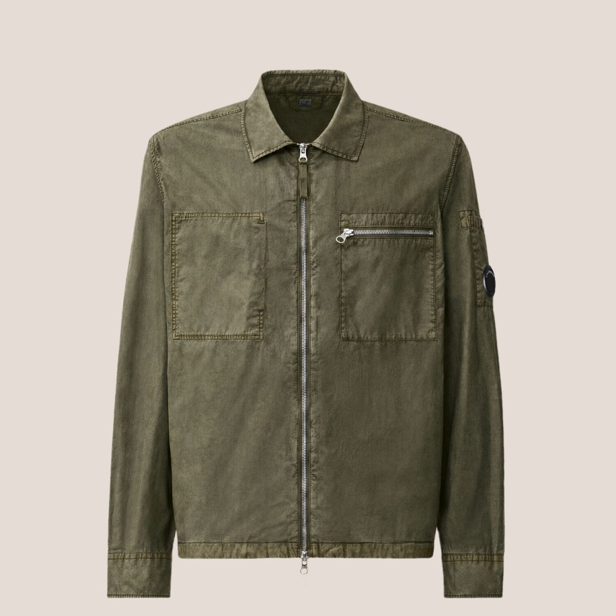 C.P. Company Cotton Plain Face Resined Lens Zipped Overshirt