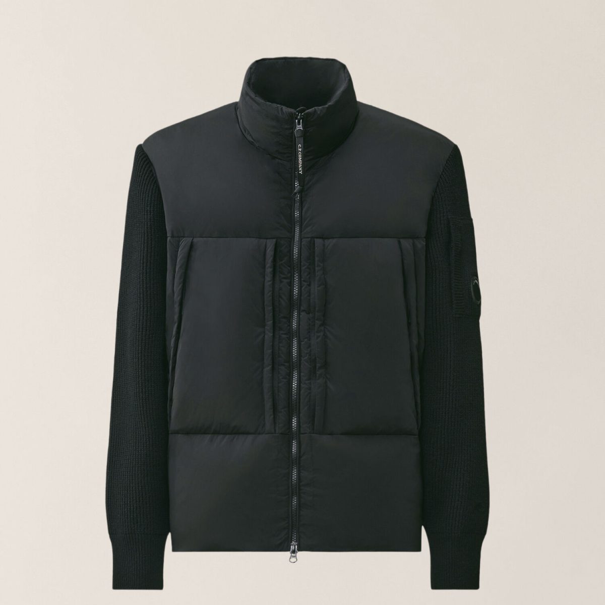C.P. Company Extrafine Merino Wool Mixed Lens Zip Sweater