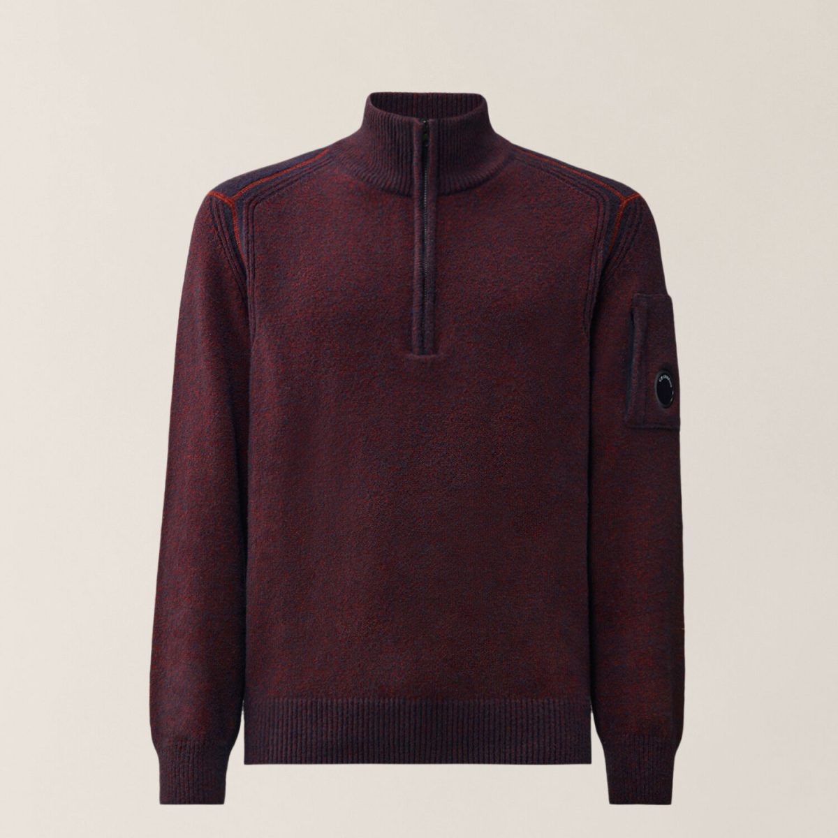 C.P. Company Fleece Knit Lens Half Zip Sweater