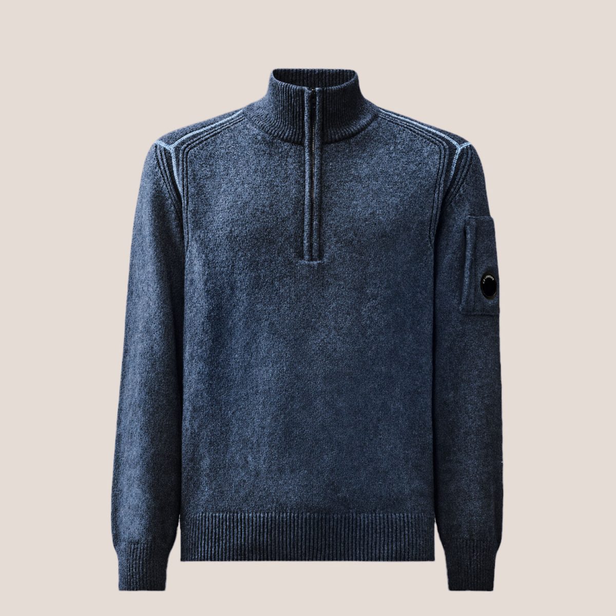 C.P. Company Fleece Knit Lens Half Zip Sweater