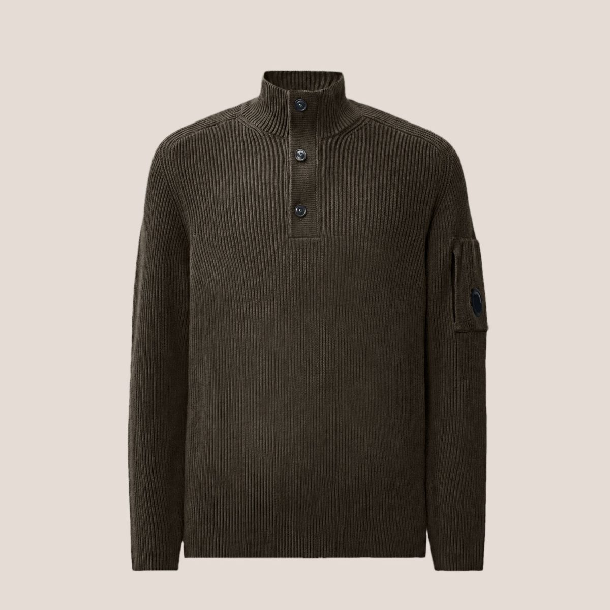 C.P. Company Full Rib Cotton Lens Half Button Sweater