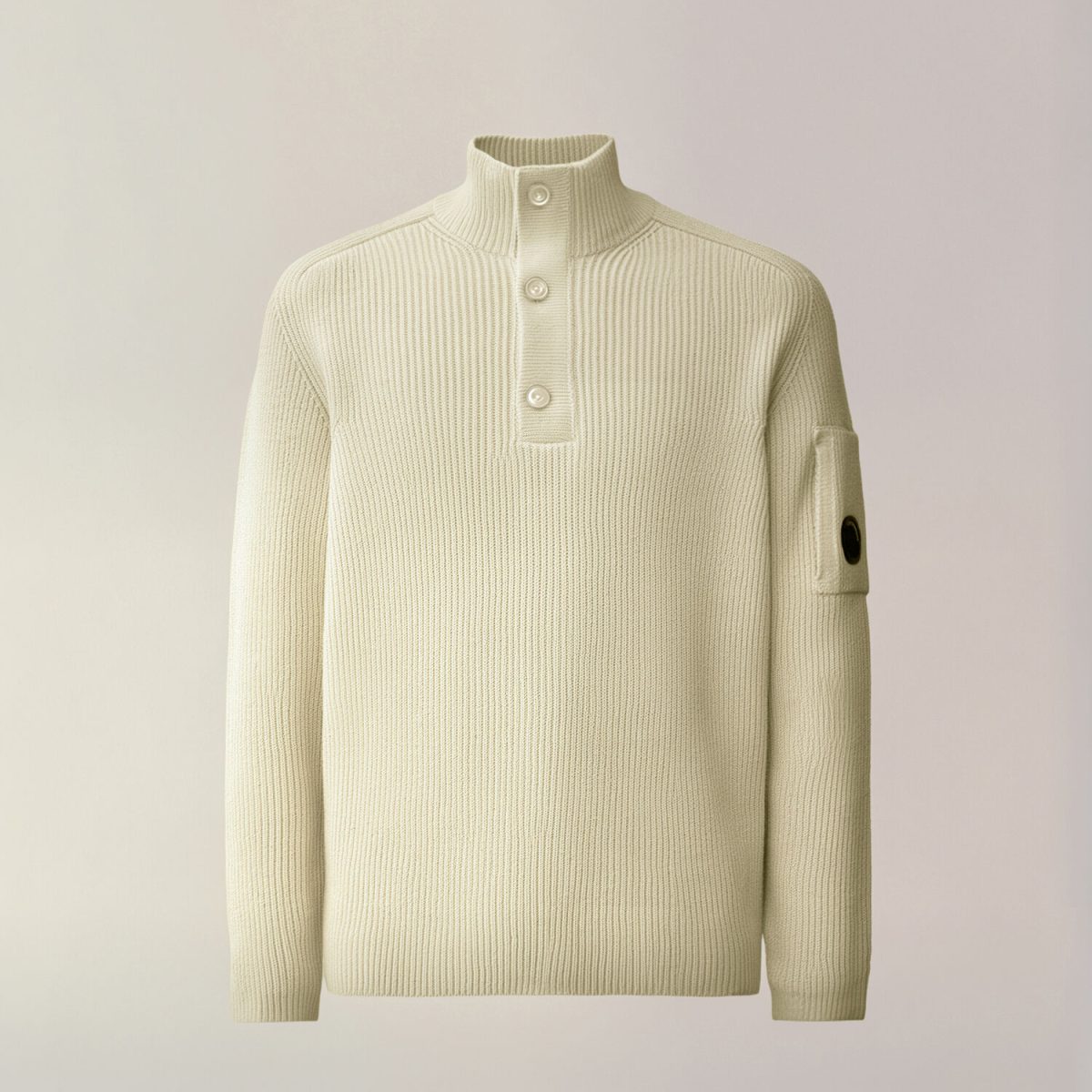 C.P. Company Full Rib Cotton Lens Half Button Sweater