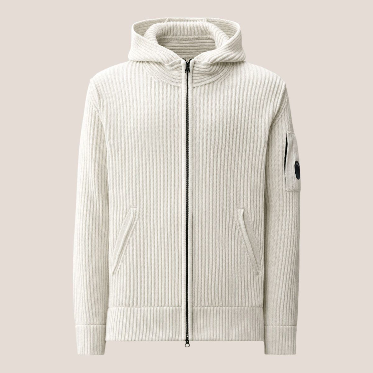 C.P. Company Lambswool Hooded Lens Zip Sweater
