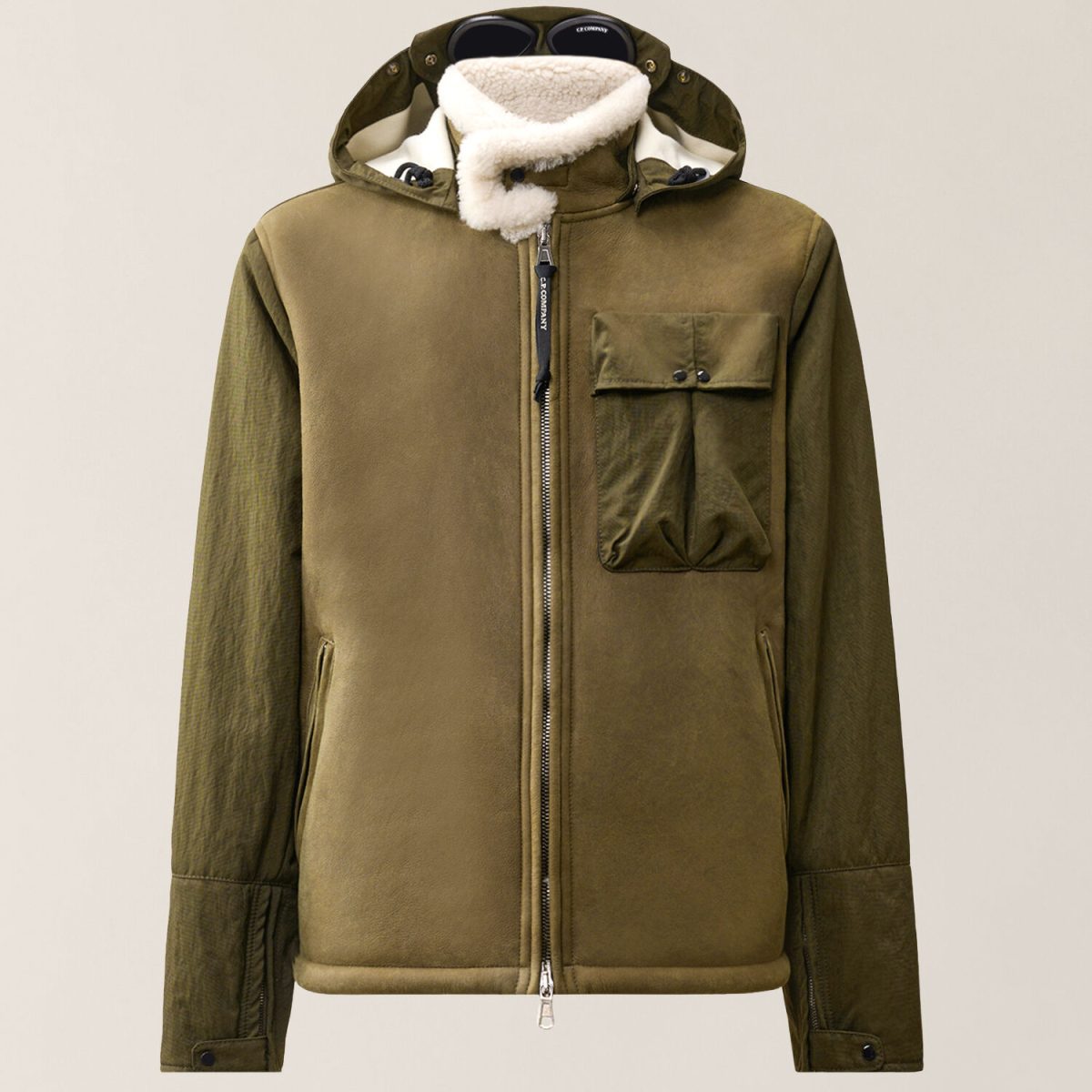 C.P. Company Montone Curly Leather Mixed Goggle Jacket