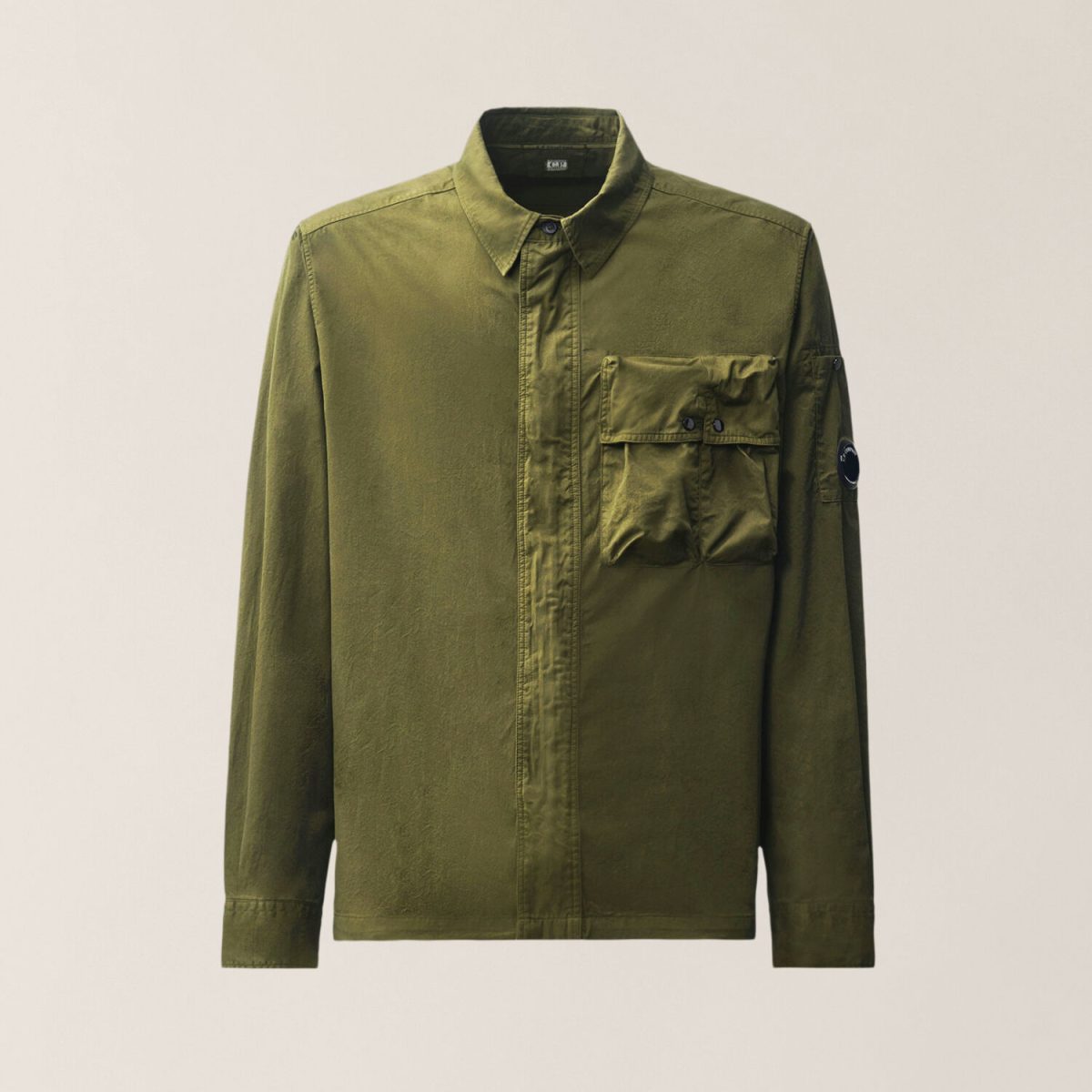 C.P. Company Organic Gabardine Long Sleeve Lens Hidden Zip Shirt