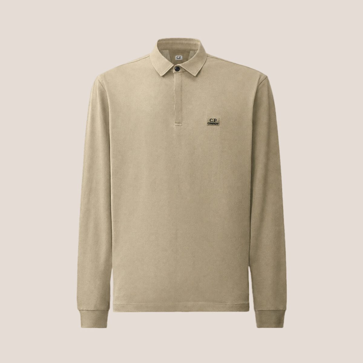 C.P. Company Stretch Piquet Long Sleeve One-Button Polo