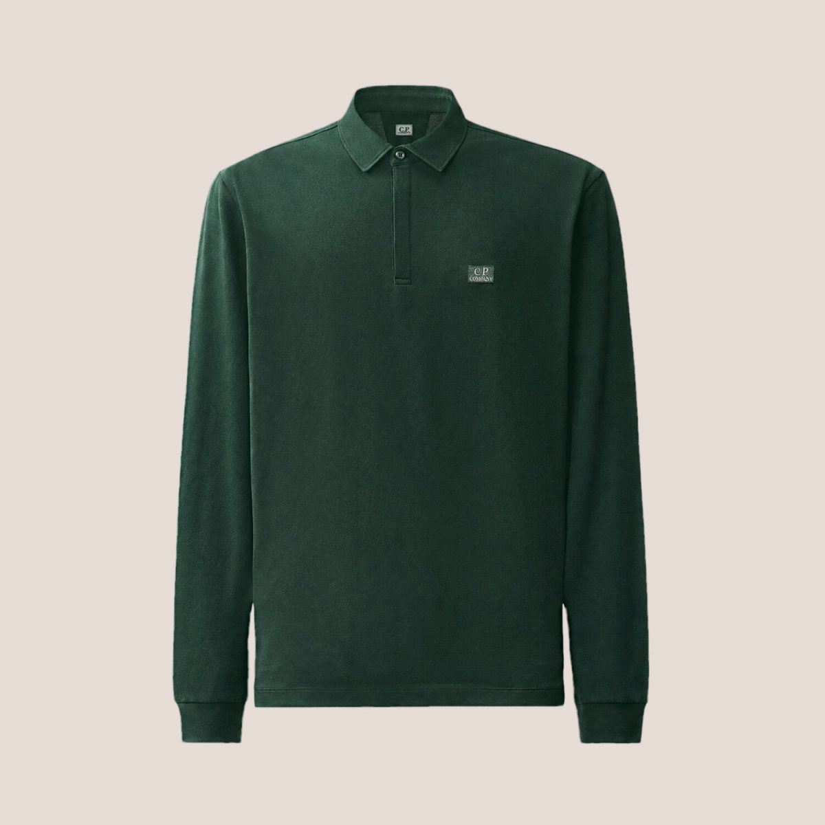 C.P. Company Stretch Piquet Long Sleeve One-Button Polo