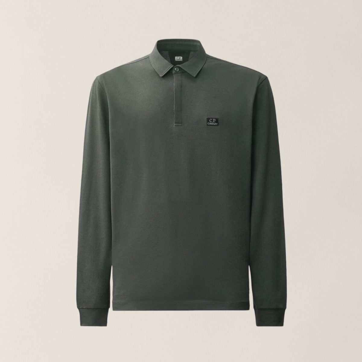 C.P. Company Stretch Piquet Long Sleeve One-Button Polo