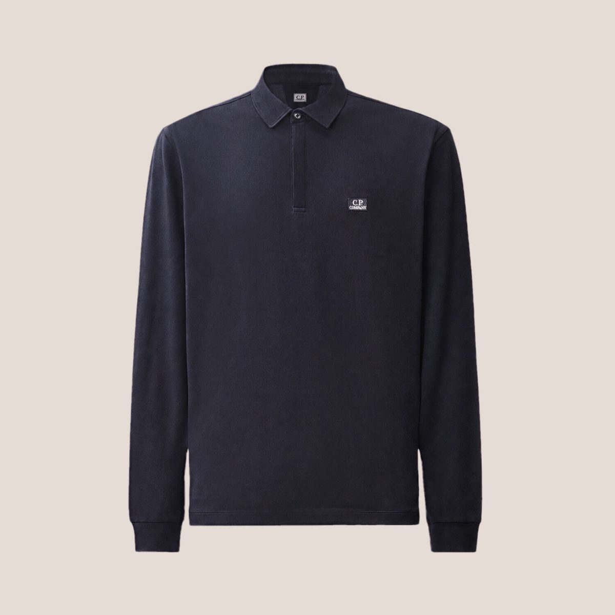 C.P. Company Stretch Piquet Long Sleeve One-Button Polo