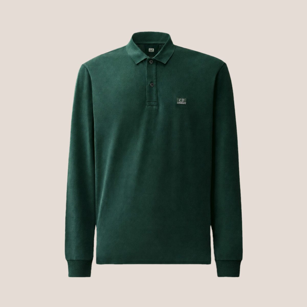 C.P. Company Stretch Piquet Long Sleeve Two-Button Polo
