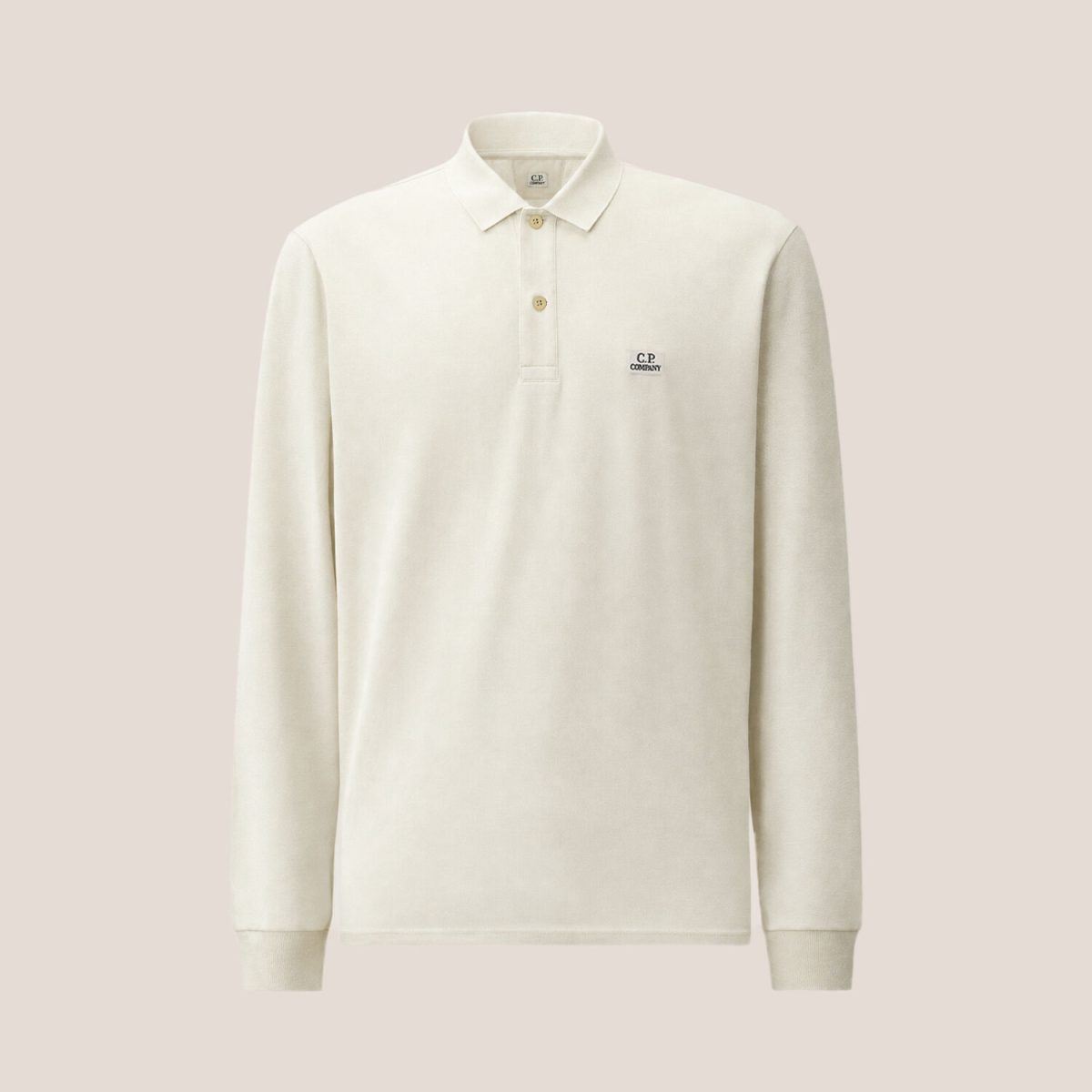 C.P. Company Stretch Piquet Long Sleeve Two-Button Polo