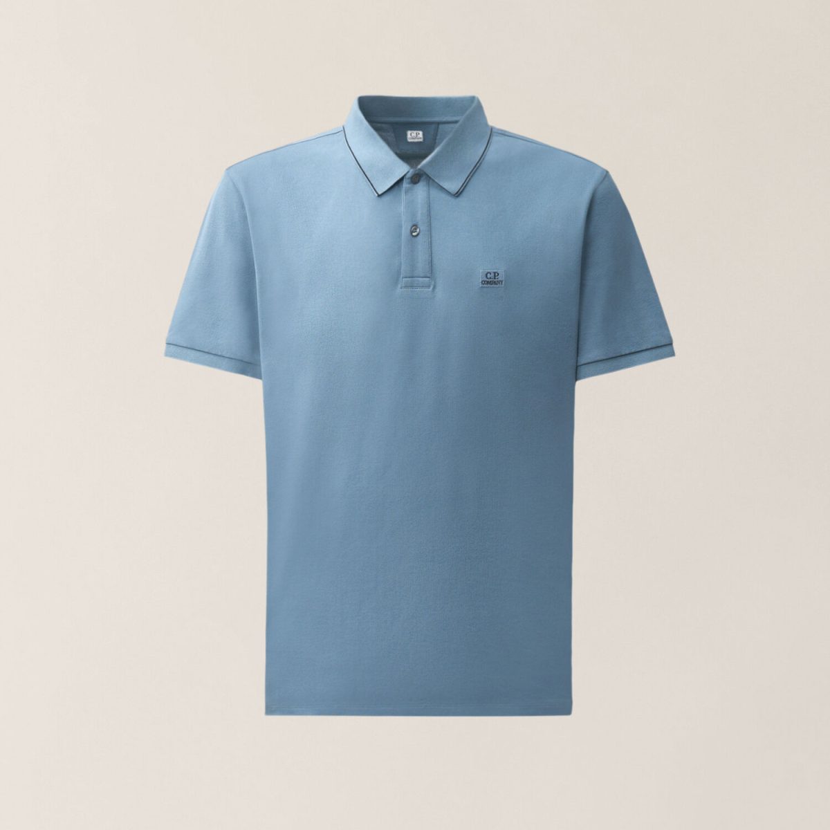 C.P. Company Stretch Piquet Short Sleeve Striped Collar Polo