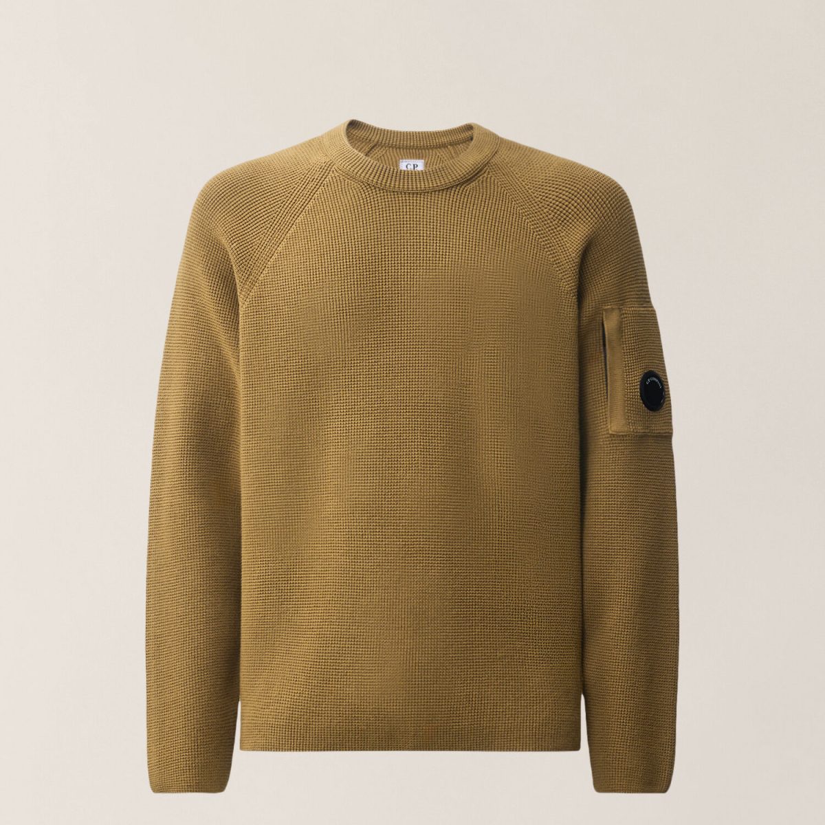 C.P. Company Waffle Knit Cotton Lens Crewneck Sweater